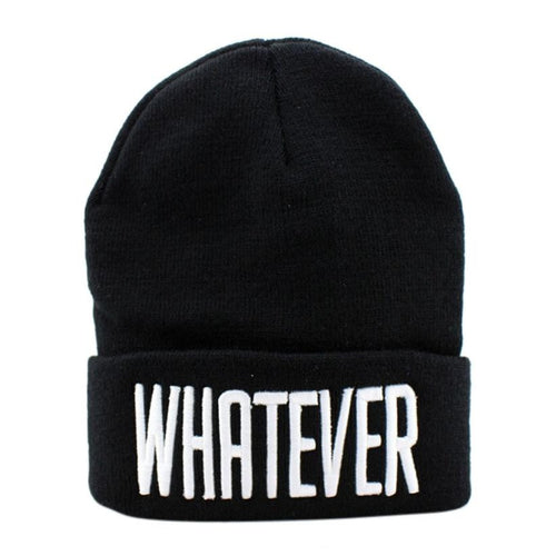 Black and White WHATEVER Beanie Hat And Snapback Men And Women Cap EF8