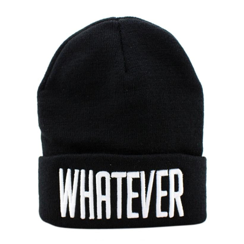Black and White WHATEVER Beanie Hat And Snapback Men And Women Cap EF8
