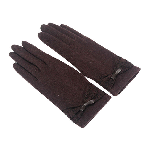 Elegant Women Fashion Lace Bowknot Cashmere Gloves Warmer Fast Shipping EF8