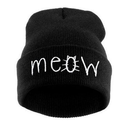 Hat Knitting MEOW Beanie Hat And Snapback Men And Women Hiphop Cap EF8