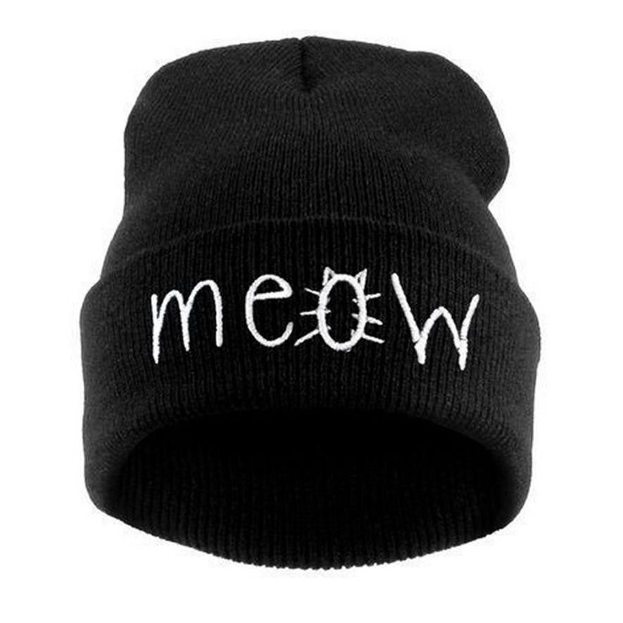 Hat Knitting MEOW Beanie Hat And Snapback Men And Women Hiphop Cap EF8