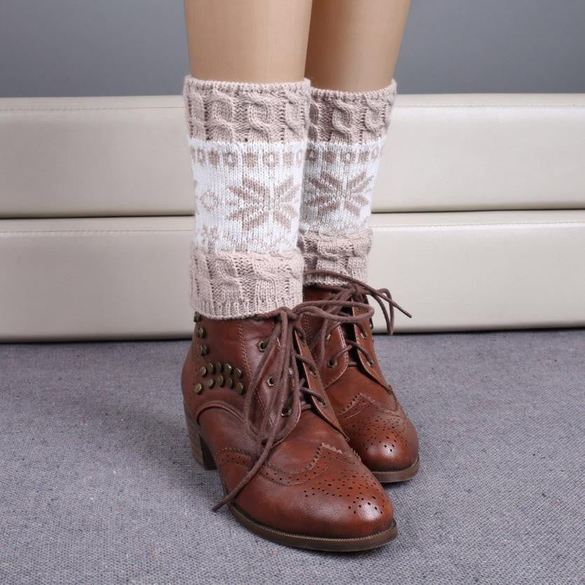Knitted Color Matching Snow Leg Warmers Socks Boot Cover Fast Shipping EF8
