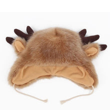 Women Ladies Fur Russian Pillbox Hat Women's Warm Hat Elk Horn EF8