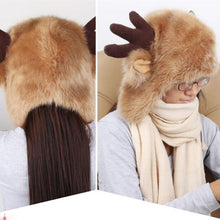 Women Ladies Fur Russian Pillbox Hat Women's Warm Hat Elk Horn EF8