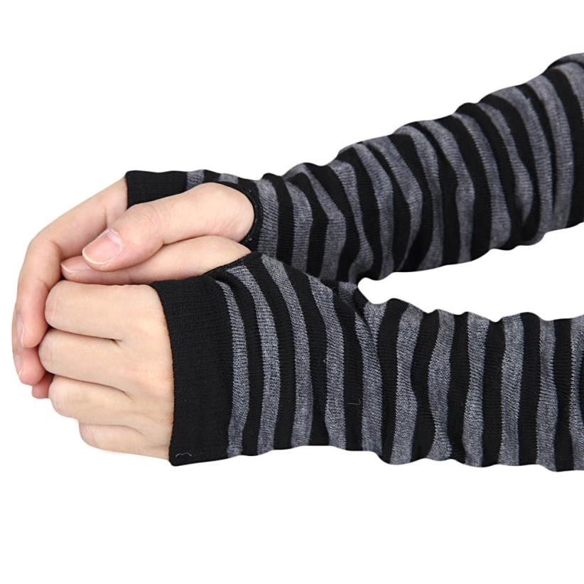 Women Warm Knitted Fingerless Long Gloves Mitten Hand Arm Wrist Warmer EF8