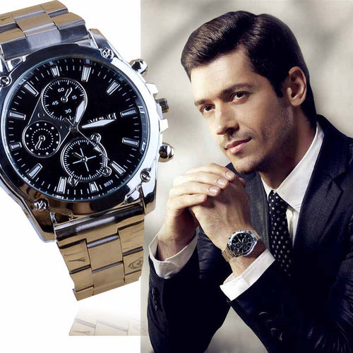 Fashion Business About Men Stainless Steel Band Machinery Sport Quartz Watch Luxury Wristwatch EF8
