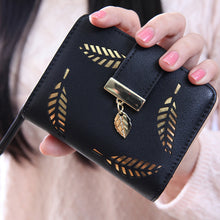 Quality Guarantee Women Fashion Leaf Bifold Wallet Leather Clutch Card Holder Purse Lady Short Handbag carteras EF8