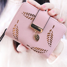 Quality Guarantee Women Fashion Leaf Bifold Wallet Leather Clutch Card Holder Purse Lady Short Handbag carteras EF8