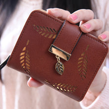 Quality Guarantee Women Fashion Leaf Bifold Wallet Leather Clutch Card Holder Purse Lady Short Handbag carteras EF8