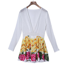 S/M/L/XL Clothes China Women Chiffon Long Sleeve Party Flower Print Casual Dress Mini Dress EF8