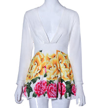 S/M/L/XL Clothes China Women Chiffon Long Sleeve Party Flower Print Casual Dress Mini Dress EF8
