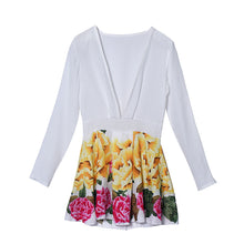 S/M/L/XL Clothes China Women Chiffon Long Sleeve Party Flower Print Casual Dress Mini Dress EF8