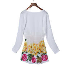 S/M/L/XL Clothes China Women Chiffon Long Sleeve Party Flower Print Casual Dress Mini Dress EF8