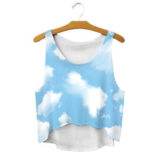 Casual Womens Emoji/Flaky Clouds/Toothy Smile Tank Top VBlouse Sleeveless Cartoon Crop T-Shirt EF8