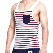 Fashion Men's Stripes Tank Top Muscle Sleeveless T-Shirt Cotton Men's Tanks Underwear M~XL Fast Shipping EF8