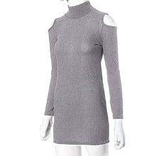 Sexy Club Dress Women Off Shoulder Long Sleeve Slim Knitwear Sweater Dress Knit Plus Size Dress EF8