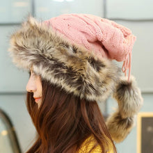 Women Fur Cap Warm Hats Girl Knitting Caps Ladies Beanie Wool Hat Fast Shipping EF8