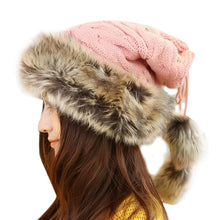 Women Fur Cap Warm Hats Girl Knitting Caps Ladies Beanie Wool Hat Fast Shipping EF8