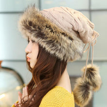 Women Fur Cap Warm Hats Girl Knitting Caps Ladies Beanie Wool Hat Fast Shipping EF8