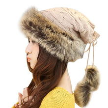 Women Fur Cap Warm Hats Girl Knitting Caps Ladies Beanie Wool Hat Fast Shipping EF8