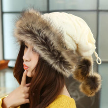 Women Fur Cap Warm Hats Girl Knitting Caps Ladies Beanie Wool Hat Fast Shipping EF8