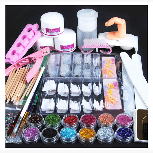 Acrylic Powder Glitter Nail Art Brush False Finger Pump Nail Art Tools Kit Set Nail Tools Decoration EF8