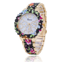 fashion Women Geneva Flower Print Style Analog Quartz Wrist Watch Fast Shipping EF8