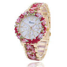 fashion Women Geneva Flower Print Style Analog Quartz Wrist Watch Fast Shipping EF8