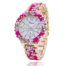 fashion Women Geneva Flower Print Style Analog Quartz Wrist Watch Fast Shipping EF8