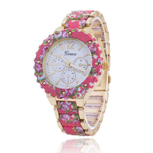 fashion Women Geneva Flower Print Style Analog Quartz Wrist Watch Fast Shipping EF8