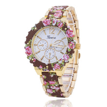 fashion Women Geneva Flower Print Style Analog Quartz Wrist Watch Fast Shipping EF8