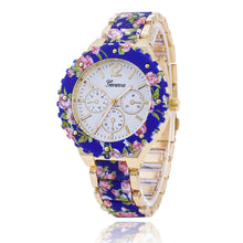 fashion Women Geneva Flower Print Style Analog Quartz Wrist Watch Fast Shipping EF8