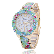 fashion Women Geneva Flower Print Style Analog Quartz Wrist Watch Fast Shipping EF8