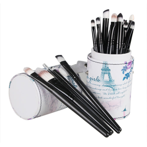 20pc Makeup Brushes Cosmetic Set Eyeshadow Brush Eyeliner Blusher Cosmetic Tools Leather Cup Holder Case EF8