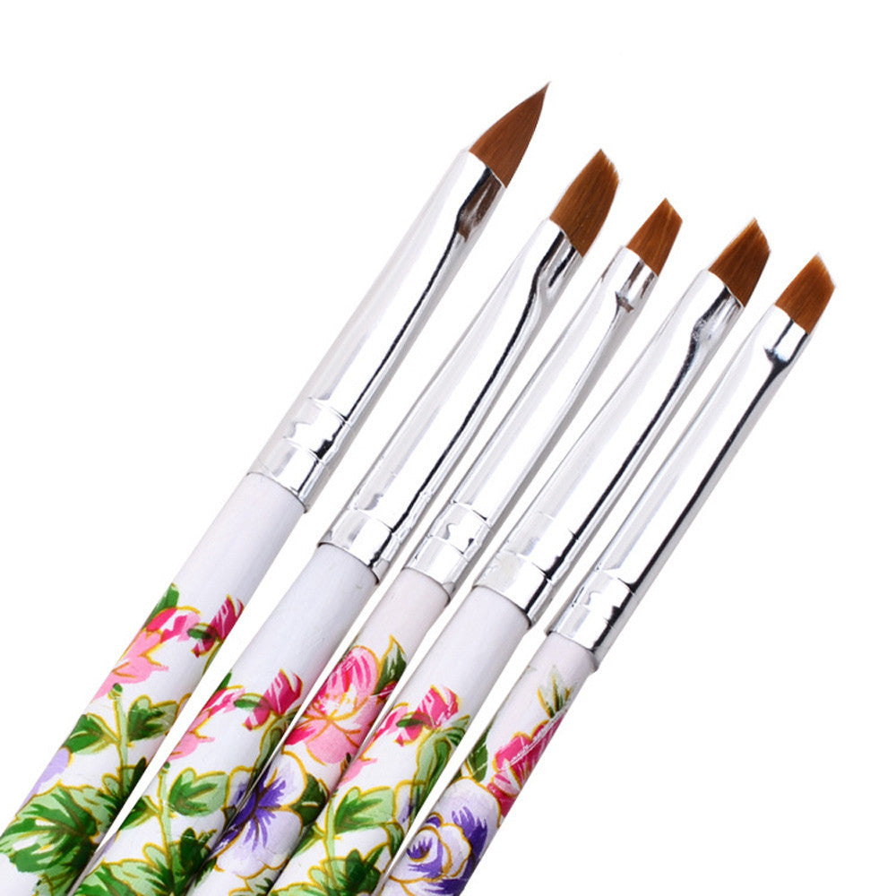5pc UV Gel Acrylic Nail Art Brush Painting Drawing Brushes Pen Set Nail Design Manicure Tool Pusher Tool Colorful EF8