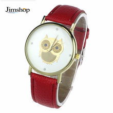 6 COLORS Women's Fashion Women Girl Gold Owl Pattern WristWatch Leather Quartz Watch Wrist Watches relojes mujer EF8