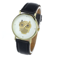 6 COLORS Women's Fashion Women Girl Gold Owl Pattern WristWatch Leather Quartz Watch Wrist Watches relojes mujer EF8