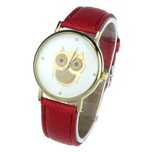 6 COLORS Women's Fashion Women Girl Gold Owl Pattern WristWatch Leather Quartz Watch Wrist Watches relojes mujer EF8