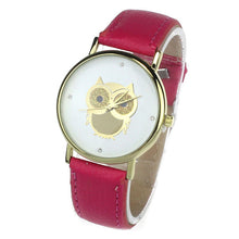 6 COLORS Women's Fashion Women Girl Gold Owl Pattern WristWatch Leather Quartz Watch Wrist Watches relojes mujer EF8