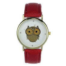 6 COLORS Women's Fashion Women Girl Gold Owl Pattern WristWatch Leather Quartz Watch Wrist Watches relojes mujer EF8
