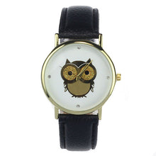 6 COLORS Women's Fashion Women Girl Gold Owl Pattern WristWatch Leather Quartz Watch Wrist Watches relojes mujer EF8