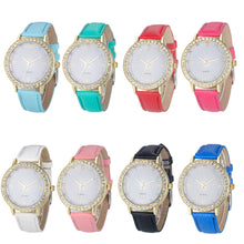 8 Colors Geneva Fashion Diamond Analog Leather Quartz Wrist Watch Women Montre femme EF8