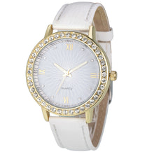 8 Colors Geneva Fashion Diamond Analog Leather Quartz Wrist Watch Women Montre femme EF8