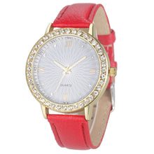 8 Colors Geneva Fashion Diamond Analog Leather Quartz Wrist Watch Women Montre femme EF8