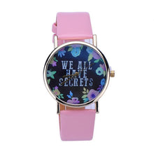 ing Women Leisure Fashion Collocation Letters Leather Wrist Watch Flower Print Analog Quartz Watch Tables EF8