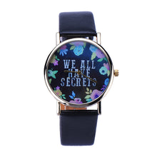 ing Women Leisure Fashion Collocation Letters Leather Wrist Watch Flower Print Analog Quartz Watch Tables EF8