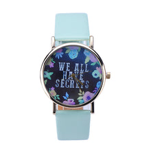 ing Women Leisure Fashion Collocation Letters Leather Wrist Watch Flower Print Analog Quartz Watch Tables EF8
