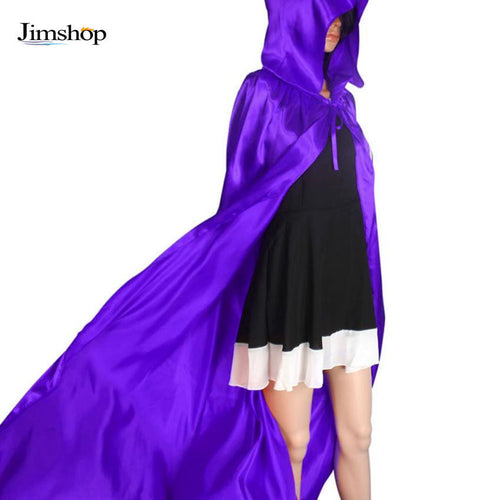 Black/Red/Purple Halloween Hooded Cloak Coat Wicca Robe Medieval Cape Wedding Cloak Cosplay Coat Shawl EF8