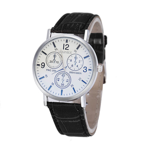 Blu-Ray Business Quartz Watches Men Luxury Crocodile Faux Leather Analog Manly Charm Wristwatches EF8