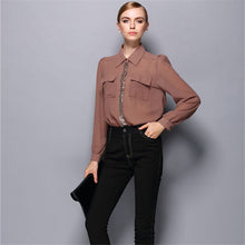 Blusas Femininas Sexy Women Sheer Shirts Dress Long Sleeve Pocket Casual Blouse Tops Plus Size S-XL For Women EF8